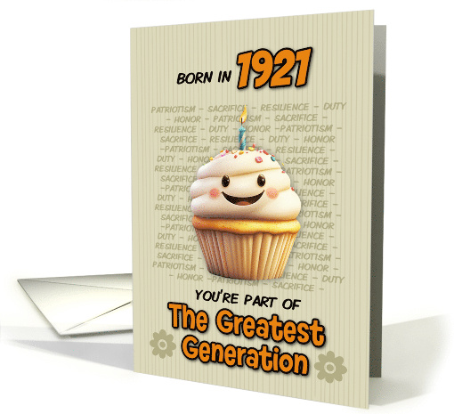 Happy Birthday Born in 1921 Greatest Generation Cupcake card (1882984)