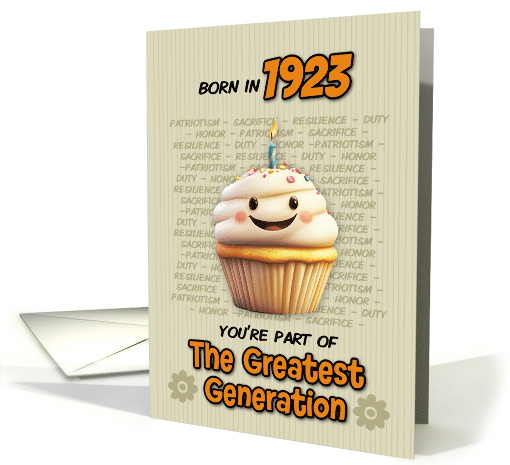 Happy Birthday Born in 1923 Greatest Generation Cupcake card (1882988)