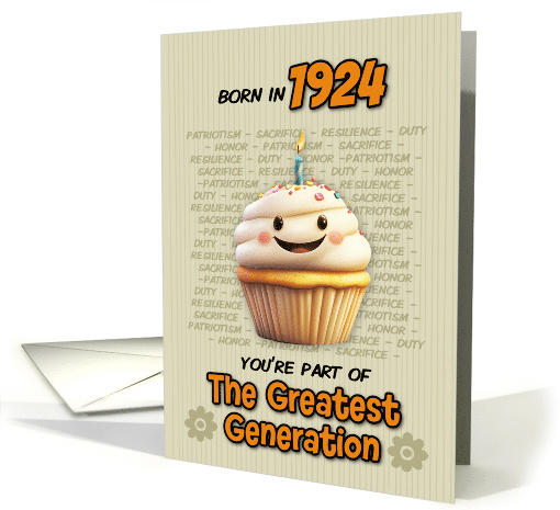 Happy Birthday Born in 1924 Greatest Generation Cupcake card (1882990)