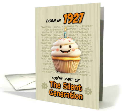 Happy Birthday Born in 1927 Silent Generation Cupcake with Candle card