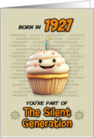 Happy Birthday Born in 1927 Silent Generation Cupcake with Candle card