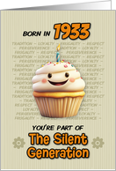 Happy Birthday Born in 1933 Silent Generation Cupcake with Candle card