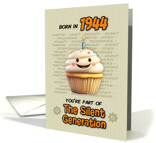 Happy Birthday Born in 1944 Silent Generation Cupcake with Candle card