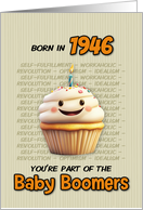 Happy Birthday Born in 1946 Baby Boomers Cupcake with Candle card