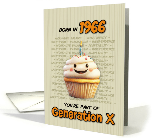 Happy Birthday Born in 1966 Generation X Cupcake with Candle card