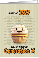 Happy Birthday Born in 1977 Generation X Cupcake with Candle card