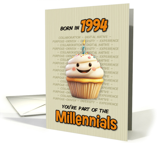Happy Birthday Born in 1994 Millennial Cupcake with Candle card