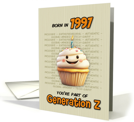 Happy Birthday Born in 1997 Generation Z Cupcake with Candle card