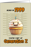 Happy Birthday Born in 1999 Generation Z Cupcake with Candle card
