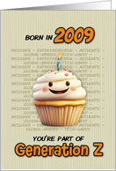 Happy Birthday Born in 2009 Generation Z Cupcake with Candle card