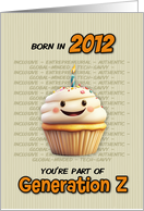 Happy Birthday Born in 2012 Generation Z Cupcake with Candle card