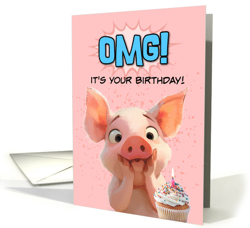 Happy Birthday Piglet with Cupcake card (1884734)