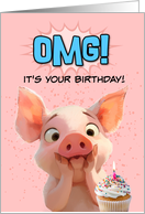 Happy Birthday Piglet with Cupcake card