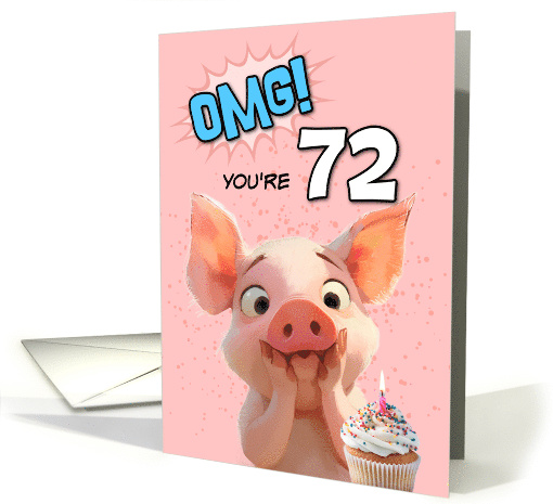 72 Years Old Happy Birthday Piglet with Cupcake card (1885018)