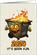 2024 End of Year Cartoon Dumpster Fire Thumbs Up card