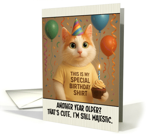 Happy Birthday Turkish Van Cat with T Shirt and Cupcake card (1922694)