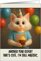 Happy Birthday Turkish Angora Cat with T Shirt and Cupcake card