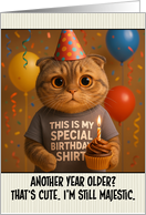 Happy Birthday Scottish Fold Cat with T Shirt and Cupcake card