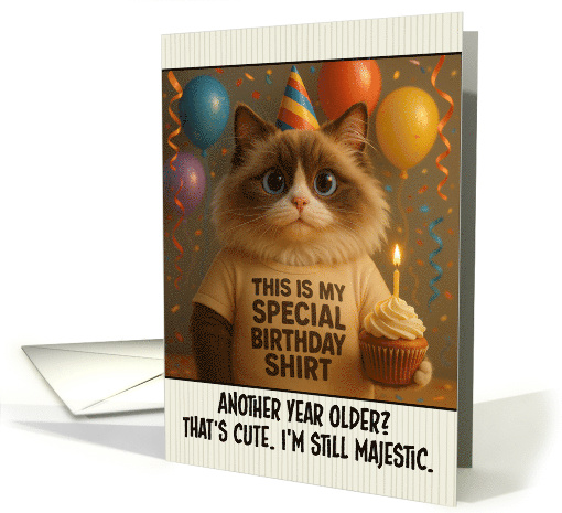 Happy Birthday Ragamuffin Cat with T Shirt and Cupcake card (1922748)
