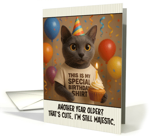 Happy Birthday Korat Cat with T Shirt and Cupcake card (1922770)