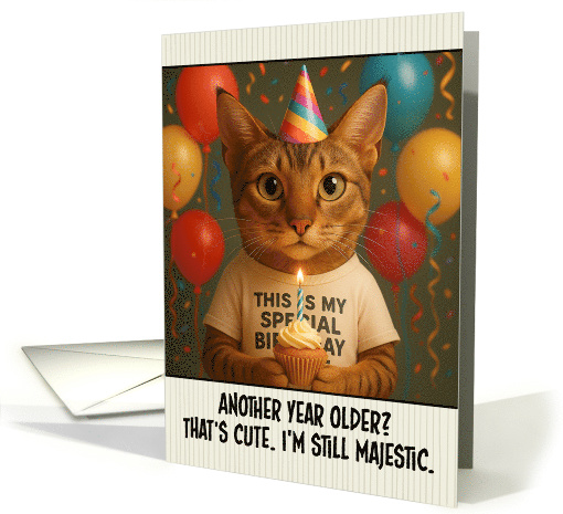 Happy Birthday Chausie Cat with T Shirt and Cupcake card (1923064)