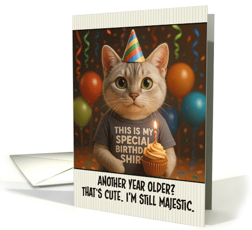 Happy Birthday Burmilla Cat with T Shirt and Cupcake card (1923070)