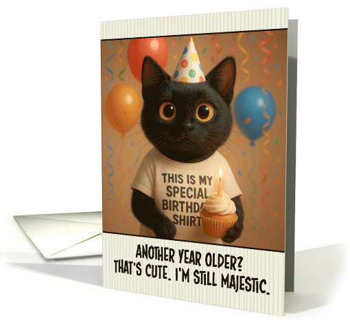 Happy Birthday Black Cat with T Shirt and Cupcake card (1923082)