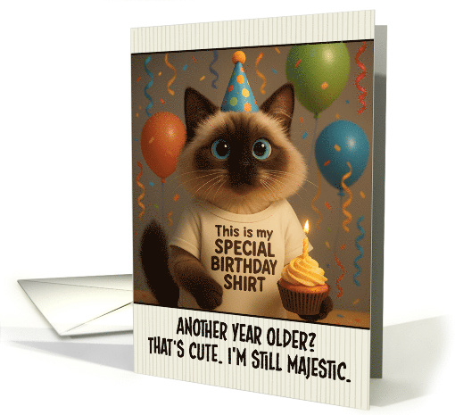 Happy Birthday Birman Cat with T Shirt and Cupcake card (1923084)
