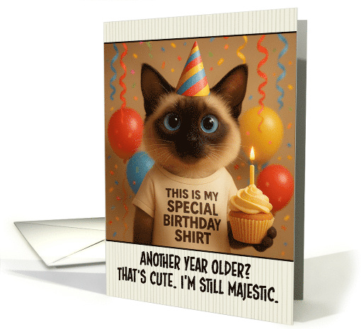 Happy Birthday Balinese Cat with T Shirt and Cupcake card (1923088)