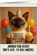 Happy Birthday Balinese Cat with T Shirt and Cupcake card