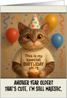 Happy Birthday American Wirehair Cat with T Shirt and Cupcake card