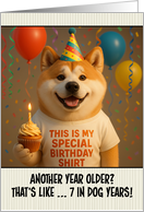 Happy Birthday Akita Dog with T Shirt and Cupcake card