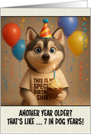 Happy Birthday Alaskan Klee Kai Dog with T Shirt and Cupcake card