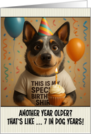 Happy Birthday Australian Cattle Dog with T Shirt and Cupcake card