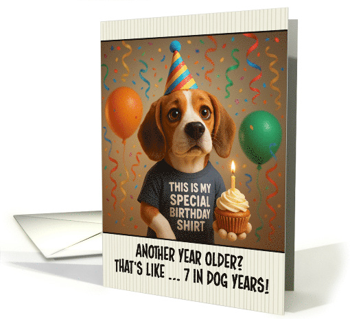 Happy Birthday Beagle Dog with T Shirt and Cupcake card (1923838)