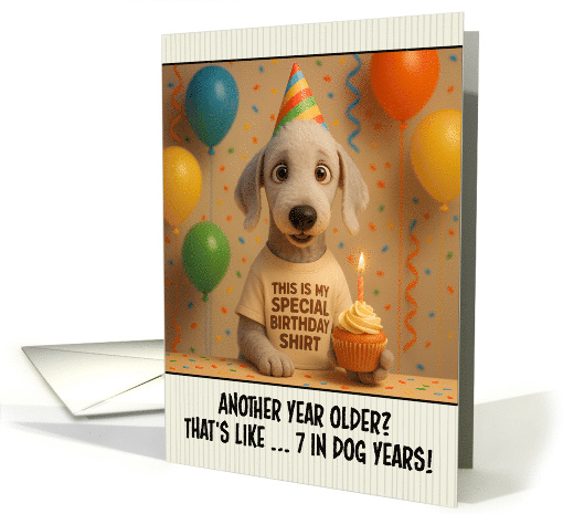 Happy Birthday Bedlington Terrier Dog with T Shirt and Cupcake card