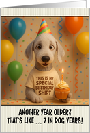 Happy Birthday Bedlington Terrier Dog with T Shirt and Cupcake card