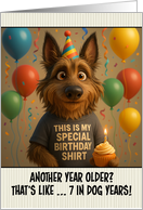Happy Birthday Berger Picard Dog with T Shirt and Cupcake card