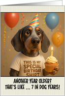 Happy Birthday Bluetick Coonhound with T Shirt and Cupcake card