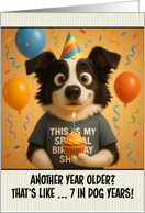 Happy Birthday Border Collie Dog with T Shirt and Cupcake card