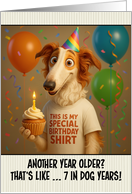 Happy Birthday Borzoi Dog with T Shirt and Cupcake card