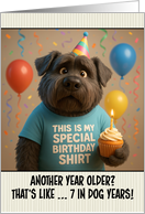 Happy Birthday Bouvier des Flandres Dog with T Shirt and Cupcake card