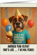 Happy Birthday Boxer Dog with T Shirt and Cupcake card