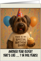Happy Birthday Briard Dog with T Shirt and Cupcake card