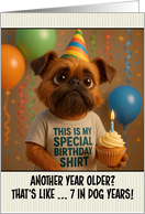 Happy Birthday Brussels Griffon Dog with T Shirt and Cupcake card