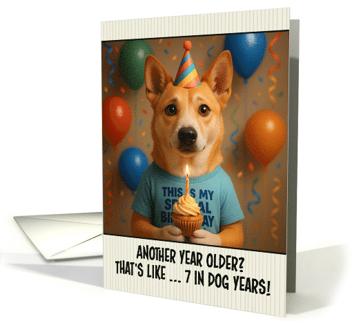Happy Birthday Canaan Dog with T Shirt and Cupcake card (1923892)