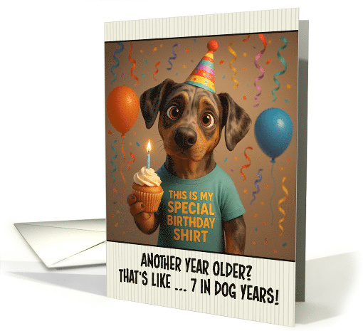 Happy Birthday Catahoula Leopard Dog with T Shirt and Cupcake card