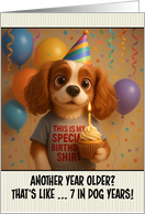 Happy Birthday Cavalier King Charles Spaniel with T Shirt and Cupcake card