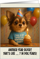 Happy Birthday Chihuahua Dog with T Shirt and Cupcake card