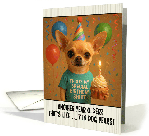 Happy Birthday Chihuahua Dog with T Shirt and Cupcake card (1923906)